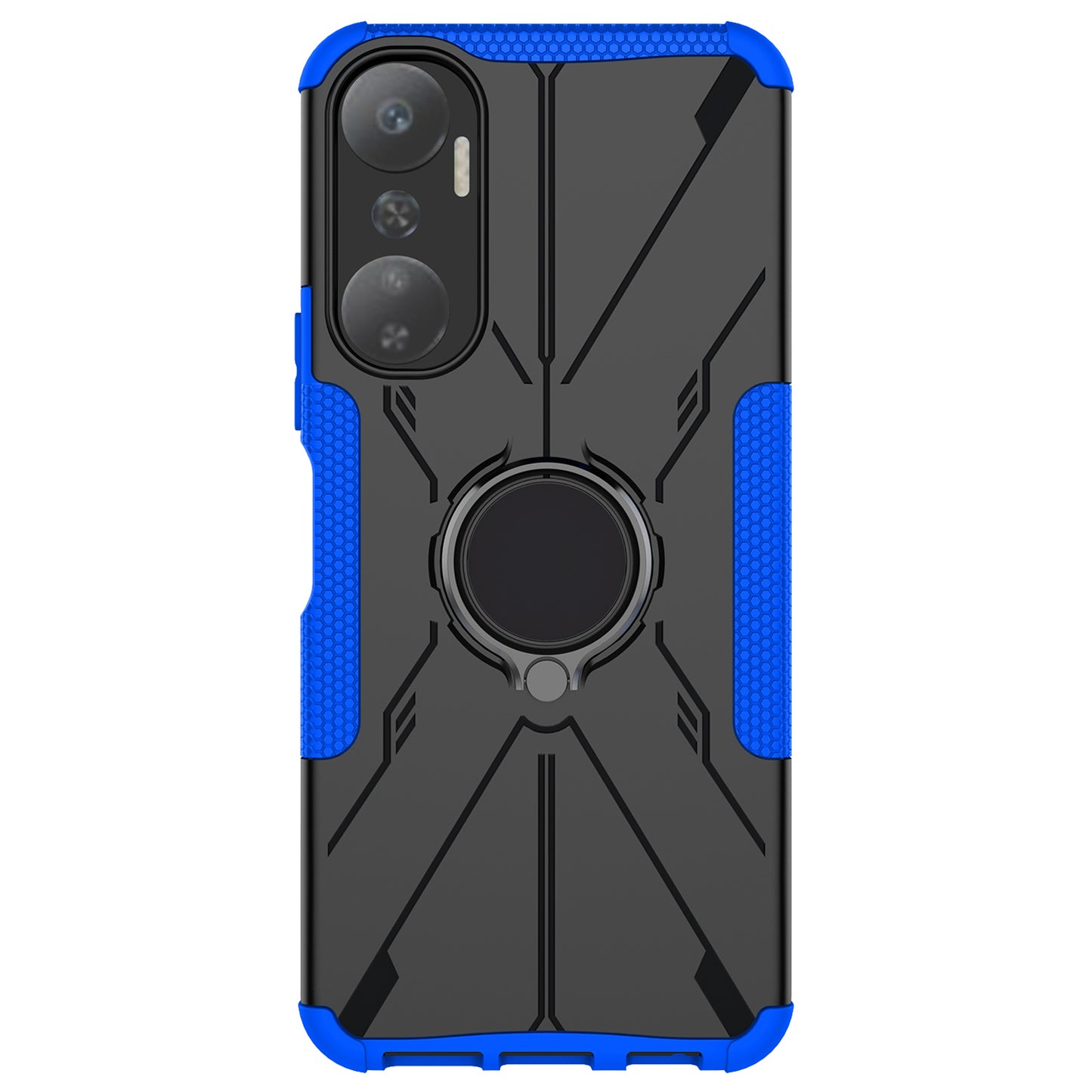 For Infinix Hot 20 4G Ring Holder Kickstand Phone Case Hard PC Soft TPU Shockproof Protective Cover