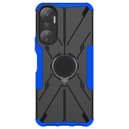For Infinix Hot 20 4G Ring Holder Kickstand Phone Case Hard PC Soft TPU Shockproof Protective Cover
