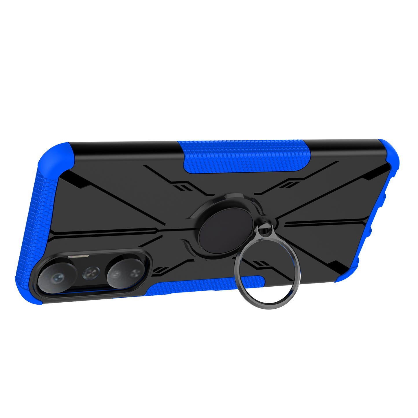 For Infinix Hot 20 4G Ring Holder Kickstand Phone Case Hard PC Soft TPU Shockproof Protective Cover