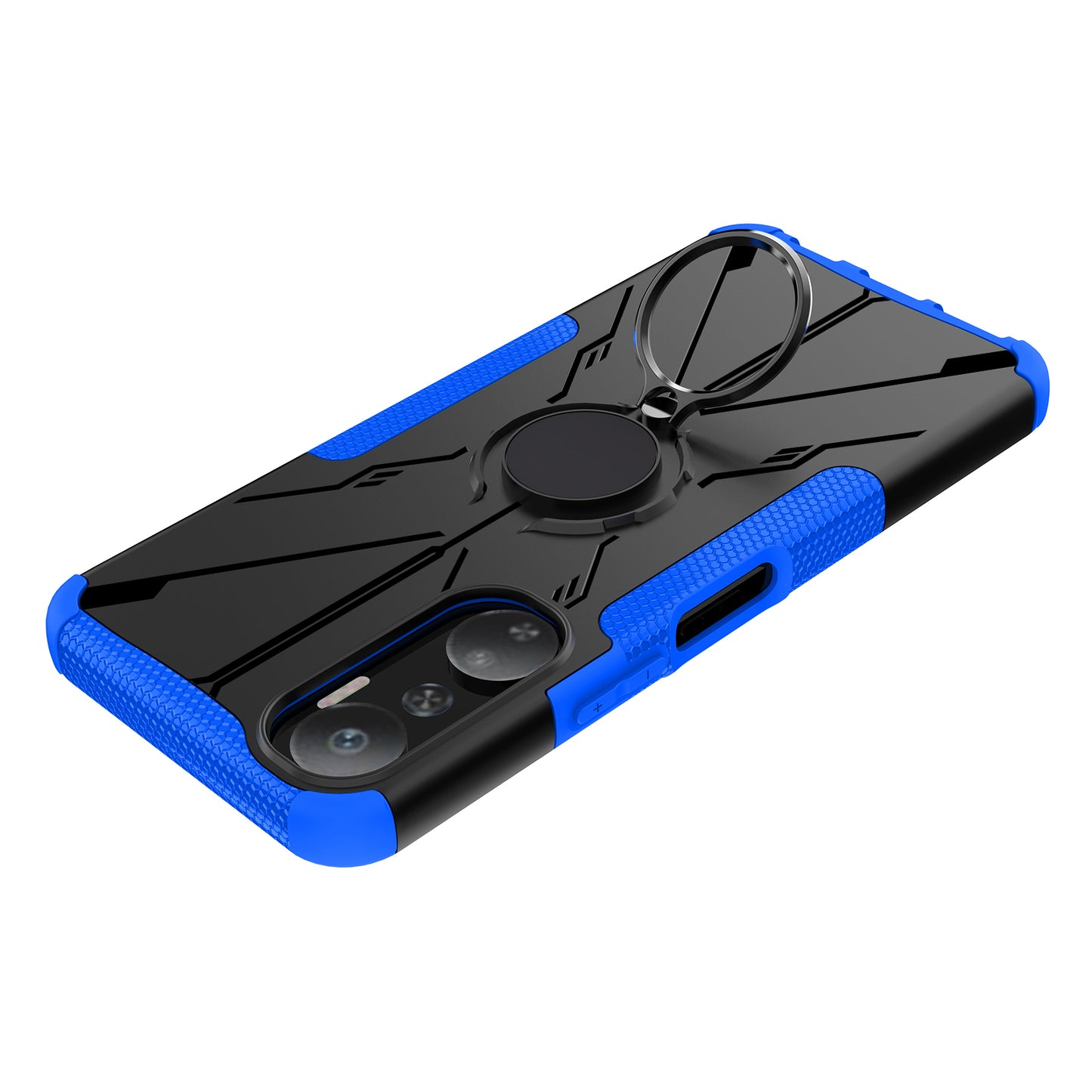 For Infinix Hot 20 4G Ring Holder Kickstand Phone Case Hard PC Soft TPU Shockproof Protective Cover
