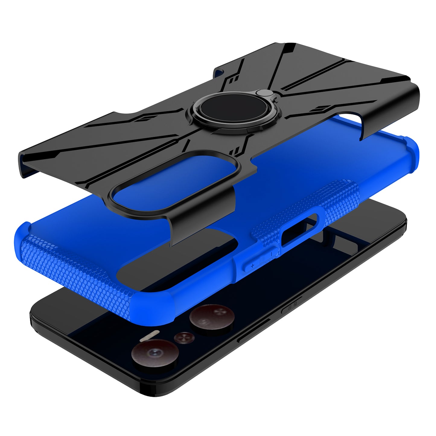 For Infinix Hot 20 4G Ring Holder Kickstand Phone Case Hard PC Soft TPU Shockproof Protective Cover