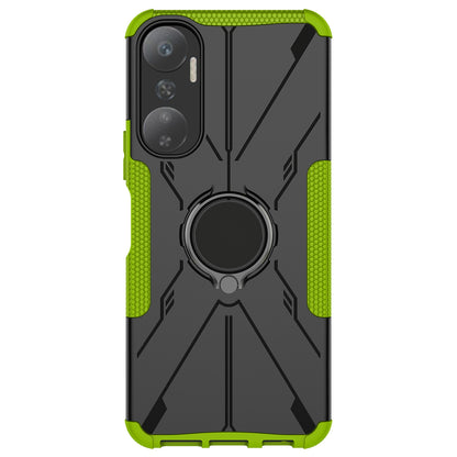 For Infinix Hot 20 4G Ring Holder Kickstand Phone Case Hard PC Soft TPU Shockproof Protective Cover