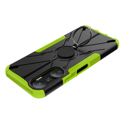 For Infinix Hot 20 4G Ring Holder Kickstand Phone Case Hard PC Soft TPU Shockproof Protective Cover