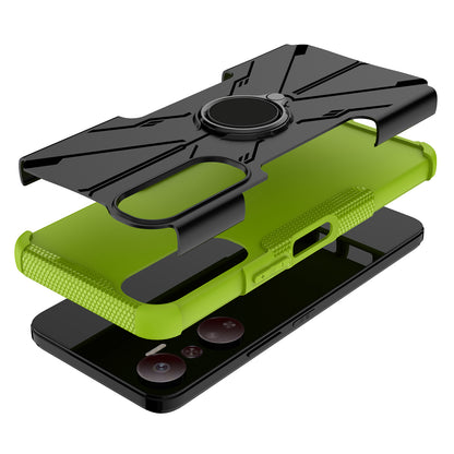 For Infinix Hot 20 4G Ring Holder Kickstand Phone Case Hard PC Soft TPU Shockproof Protective Cover