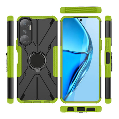 For Infinix Hot 20 4G Ring Holder Kickstand Phone Case Hard PC Soft TPU Shockproof Protective Cover