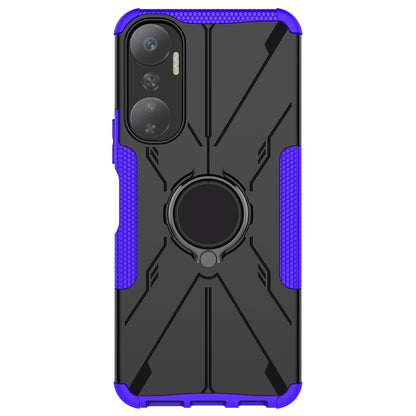For Infinix Hot 20 4G Ring Holder Kickstand Phone Case Hard PC Soft TPU Shockproof Protective Cover