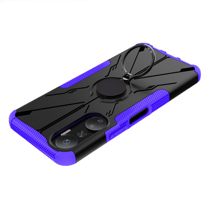 For Infinix Hot 20 4G Ring Holder Kickstand Phone Case Hard PC Soft TPU Shockproof Protective Cover