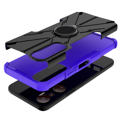 For Infinix Hot 20 4G Ring Holder Kickstand Phone Case Hard PC Soft TPU Shockproof Protective Cover
