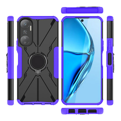 For Infinix Hot 20 4G Ring Holder Kickstand Phone Case Hard PC Soft TPU Shockproof Protective Cover