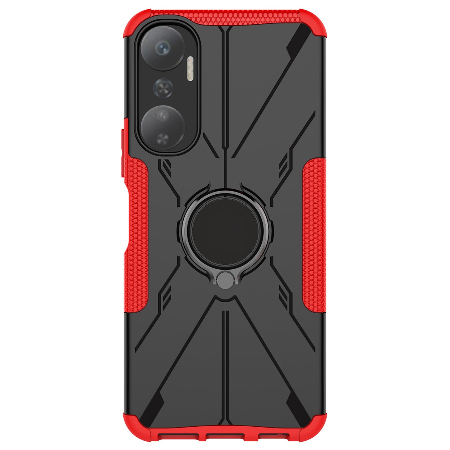 For Infinix Hot 20 4G Ring Holder Kickstand Phone Case Hard PC Soft TPU Shockproof Protective Cover