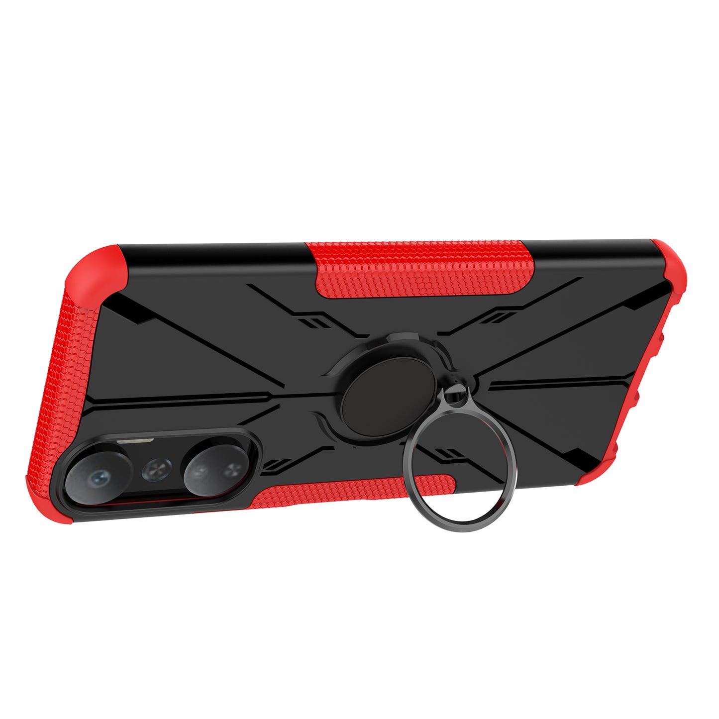 For Infinix Hot 20 4G Ring Holder Kickstand Phone Case Hard PC Soft TPU Shockproof Protective Cover