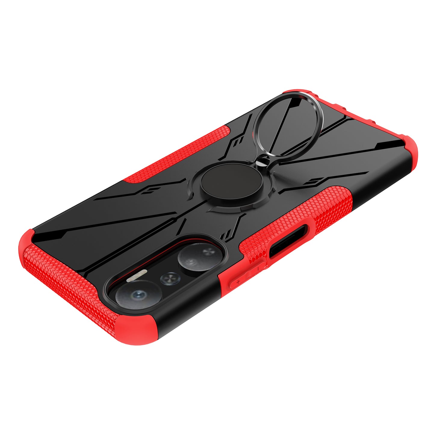 For Infinix Hot 20 4G Ring Holder Kickstand Phone Case Hard PC Soft TPU Shockproof Protective Cover