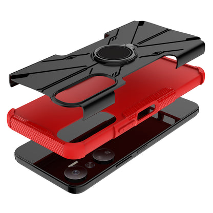 For Infinix Hot 20 4G Ring Holder Kickstand Phone Case Hard PC Soft TPU Shockproof Protective Cover