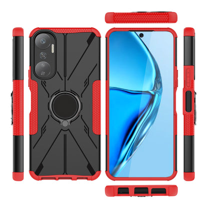 For Infinix Hot 20 4G Ring Holder Kickstand Phone Case Hard PC Soft TPU Shockproof Protective Cover