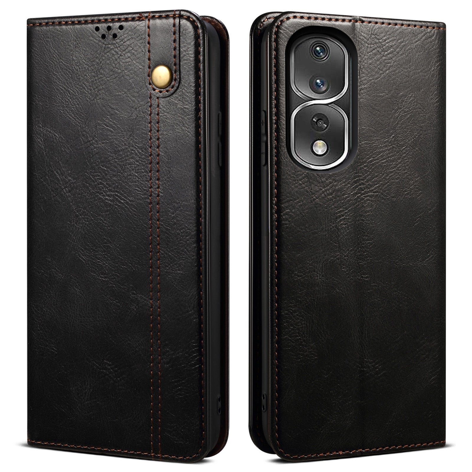 For Honor 80 Pro 5G Waxy Crazy Horse Texture PU Leather Shockproof Phone Case with Stand Wallet
