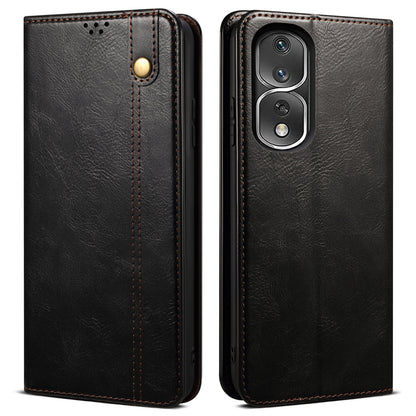 For Honor 80 Pro 5G Waxy Crazy Horse Texture PU Leather Shockproof Phone Case with Stand Wallet