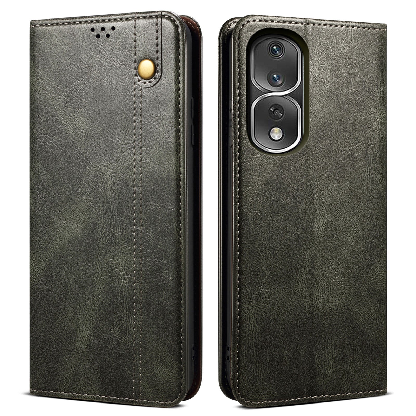 For Honor 80 Pro 5G Waxy Crazy Horse Texture PU Leather Shockproof Phone Case with Stand Wallet