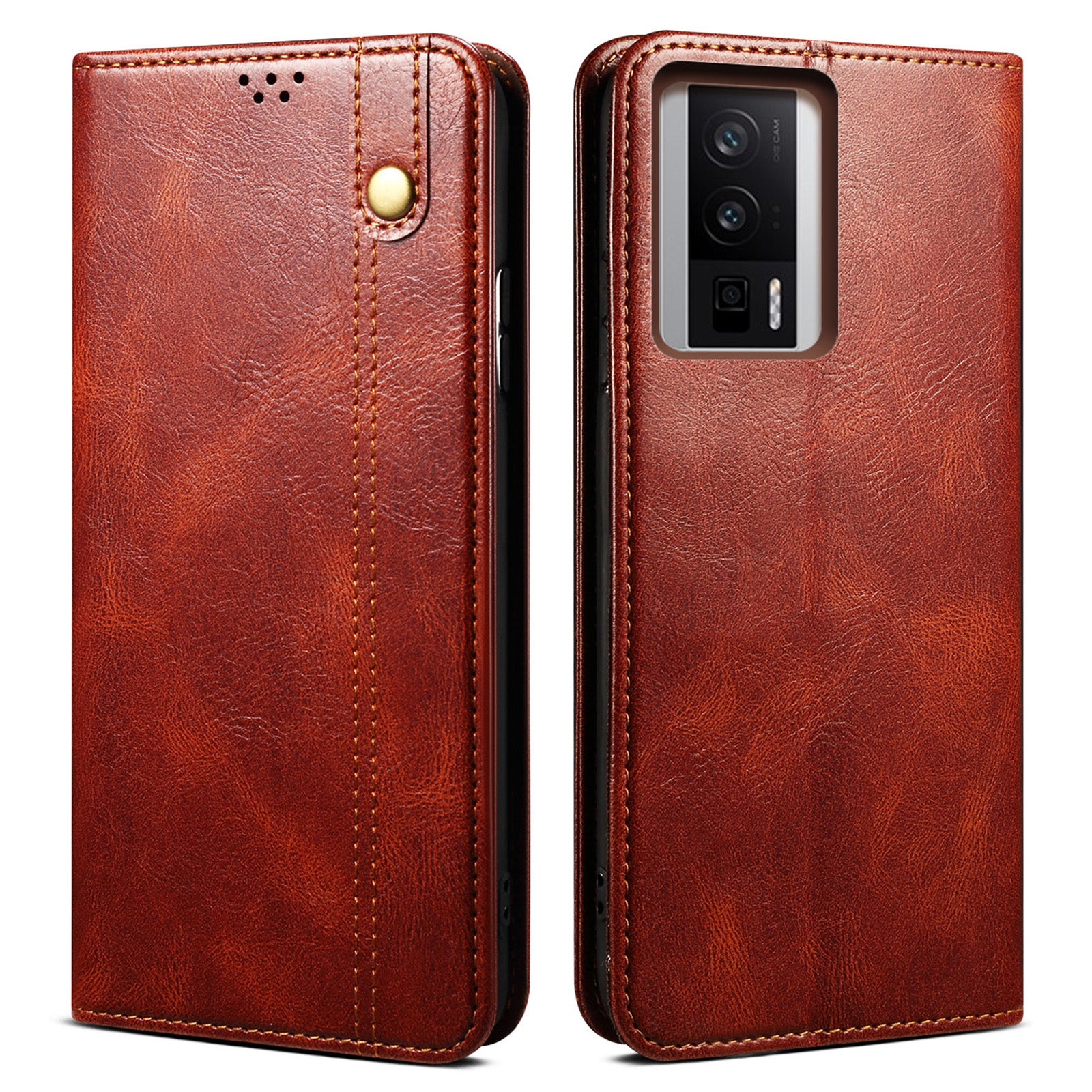 Magnetic Auto-absorbed Phone Case For Xiaomi Poco F5 Pro 5G / Redmi K60 Pro 5G / K60 5G Waxy Crazy Horse Texture Stand Wallet Protective PU Leather Folio Flip Phone Cover