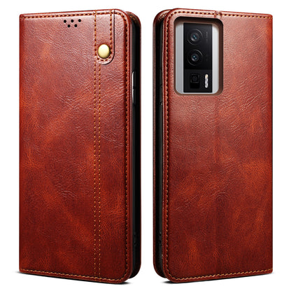 Magnetic Auto-absorbed Phone Case For Xiaomi Poco F5 Pro 5G / Redmi K60 Pro 5G / K60 5G Waxy Crazy Horse Texture Stand Wallet Protective PU Leather Folio Flip Phone Cover