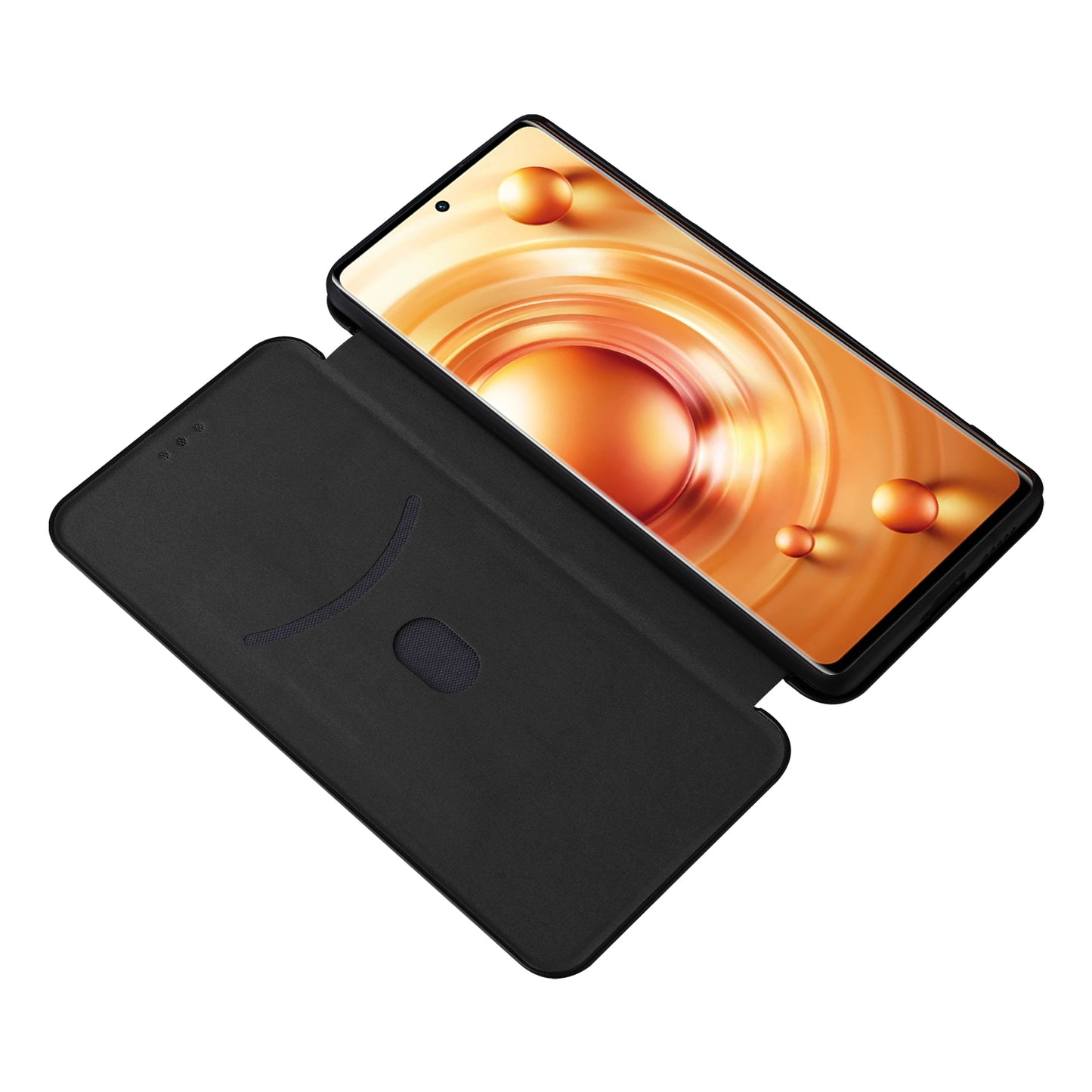For vivo X80 Pro 5G Carbon Fiber Texture PU Leather Stand Case Magnetic Auto-absorbed Folio Flip Phone Cover with Card Holder