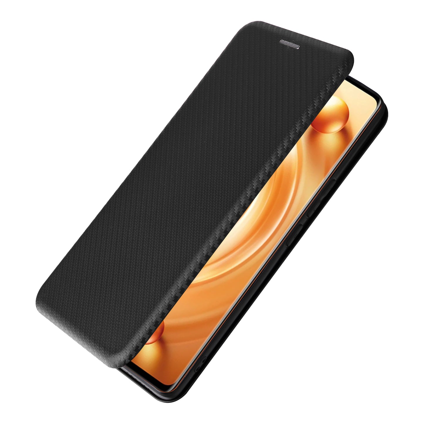 For vivo X80 Pro 5G Carbon Fiber Texture PU Leather Stand Case Magnetic Auto-absorbed Folio Flip Phone Cover with Card Holder