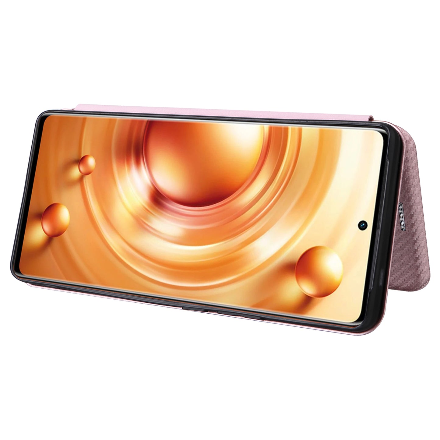 For vivo X80 Pro 5G Carbon Fiber Texture PU Leather Stand Case Magnetic Auto-absorbed Folio Flip Phone Cover with Card Holder