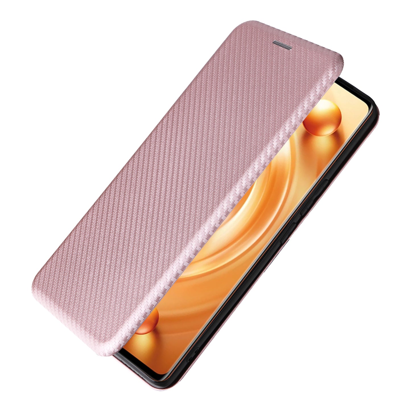 For vivo X80 Pro 5G Carbon Fiber Texture PU Leather Stand Case Magnetic Auto-absorbed Folio Flip Phone Cover with Card Holder