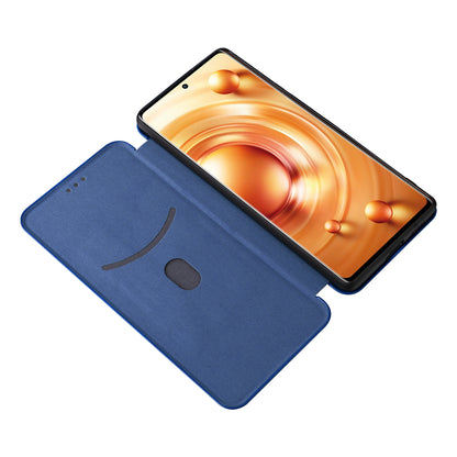 For vivo X80 Pro 5G Carbon Fiber Texture PU Leather Stand Case Magnetic Auto-absorbed Folio Flip Phone Cover with Card Holder