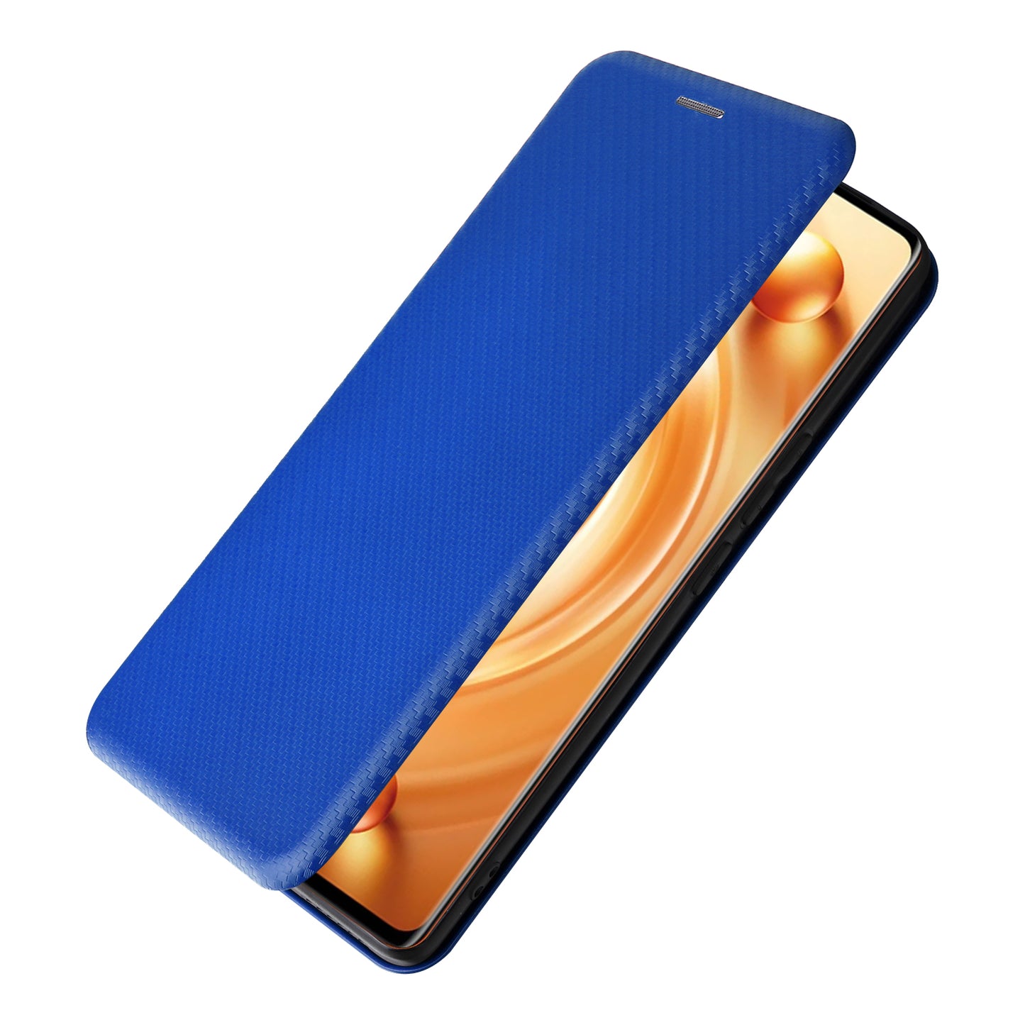 For vivo X80 Pro 5G Carbon Fiber Texture PU Leather Stand Case Magnetic Auto-absorbed Folio Flip Phone Cover with Card Holder