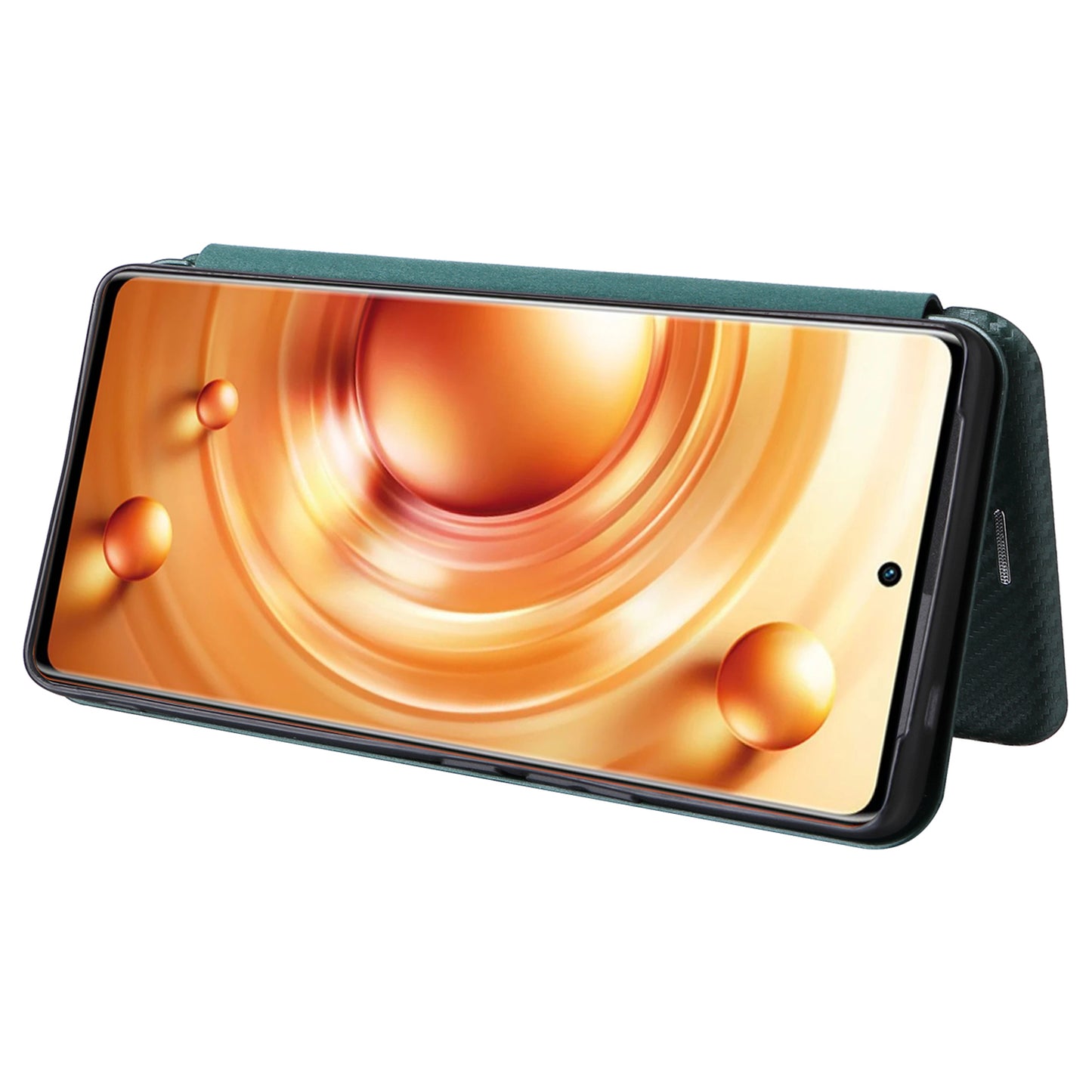 For vivo X80 Pro 5G Carbon Fiber Texture PU Leather Stand Case Magnetic Auto-absorbed Folio Flip Phone Cover with Card Holder