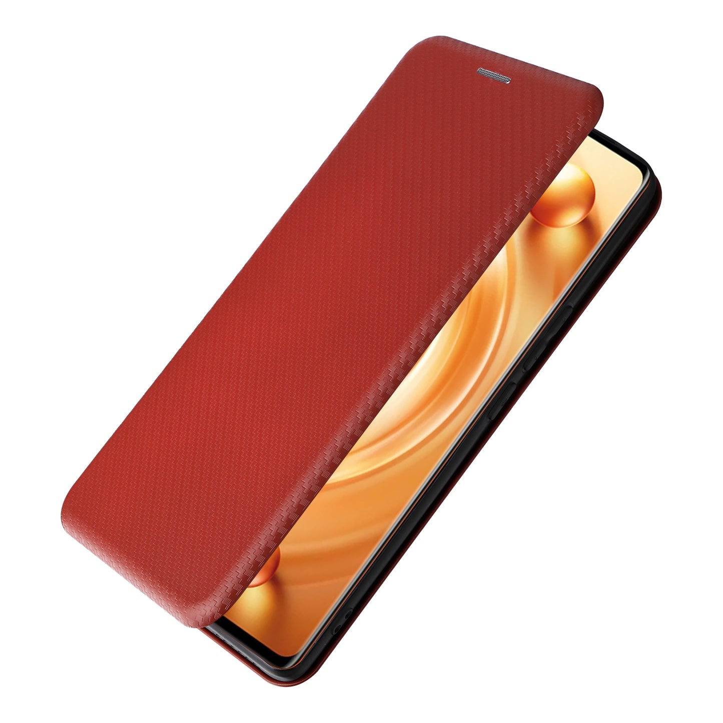 For vivo X80 Pro 5G Carbon Fiber Texture PU Leather Stand Case Magnetic Auto-absorbed Folio Flip Phone Cover with Card Holder