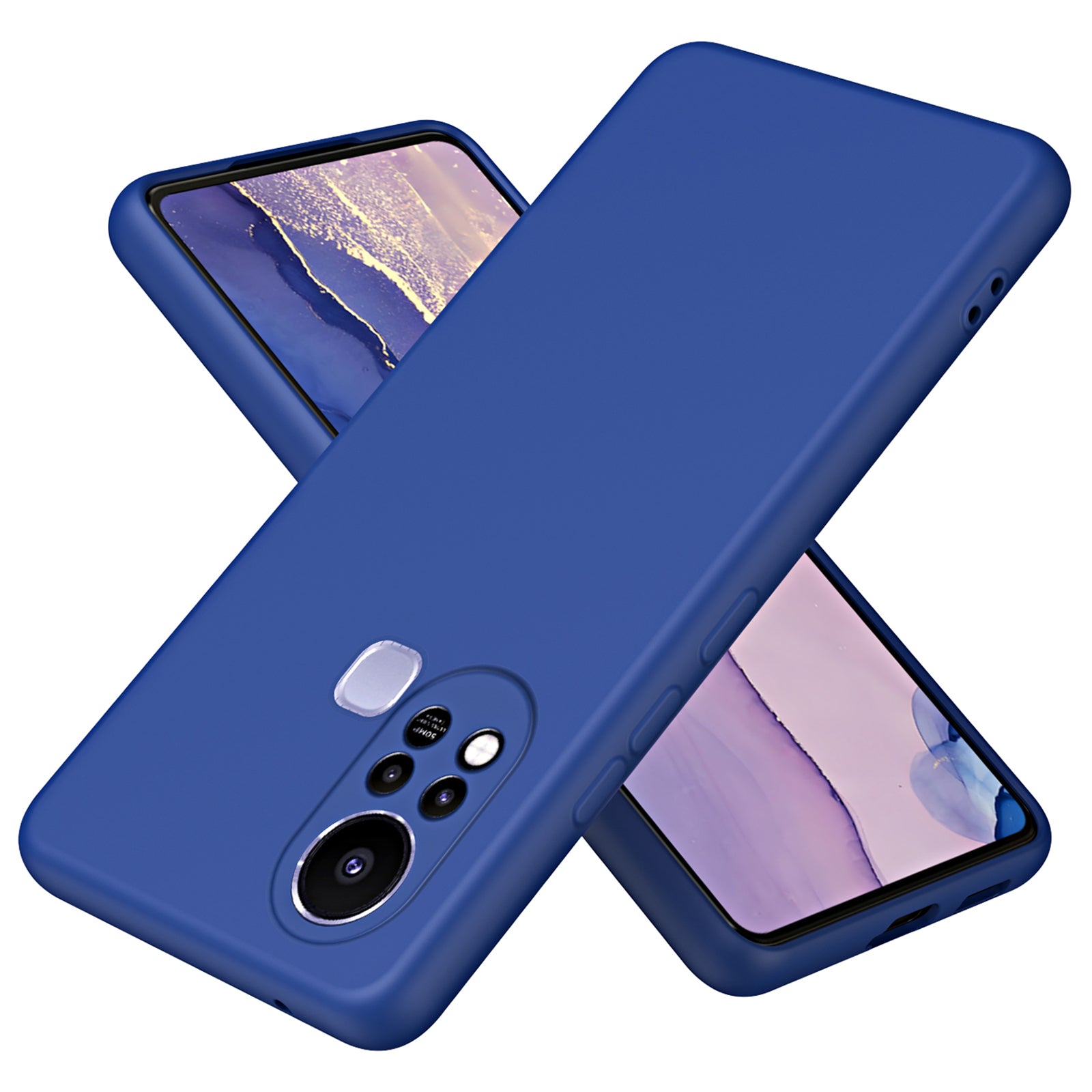 For Infinix Hot 11s Rubberized TPU 2.2mm Thickness Anti-Scratch Phone Case Fiber Lining Cushion Protective Non-slip Back Cover