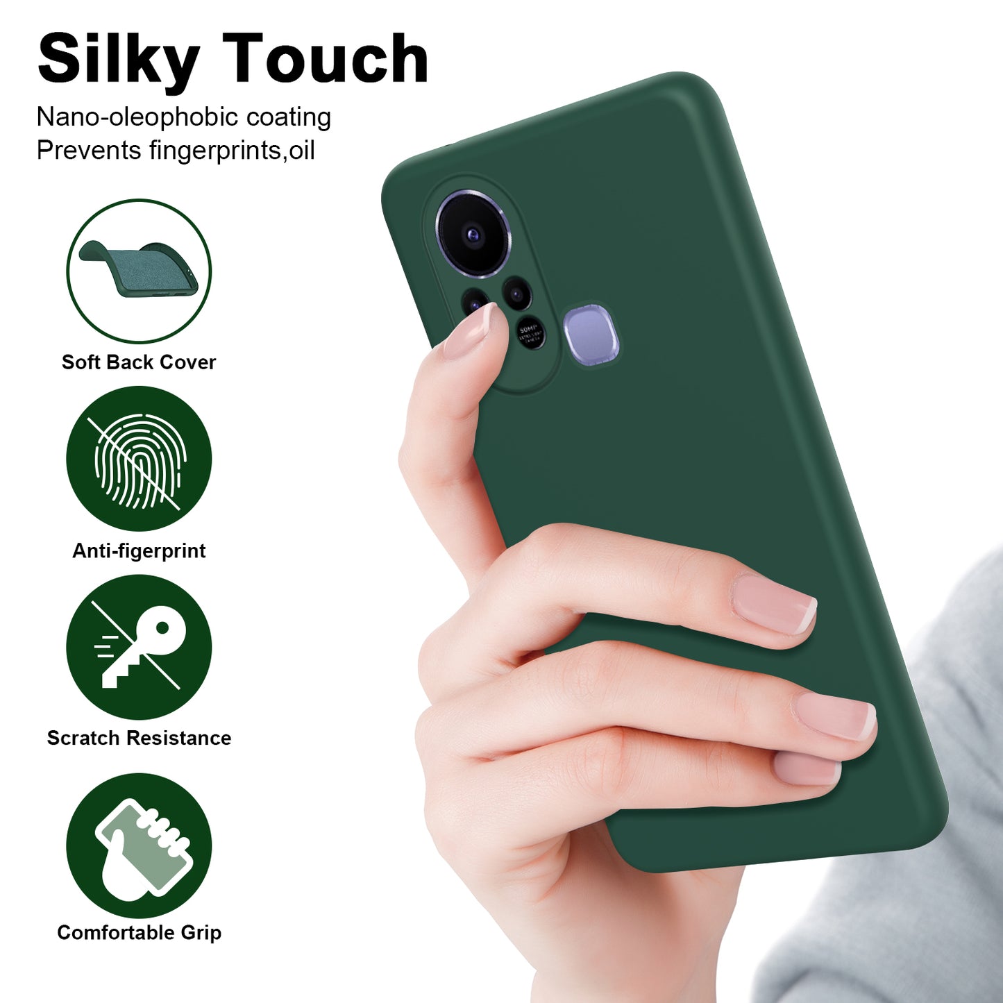 For Infinix Hot 11s Rubberized TPU 2.2mm Thickness Anti-Scratch Phone Case Fiber Lining Cushion Protective Non-slip Back Cover