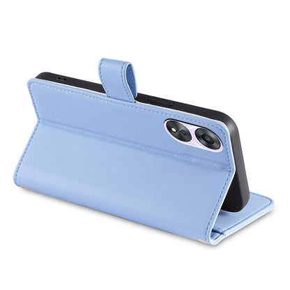 For Oppo A58 5G Textured PU Leather Wallet Case Multiple Card Slots Magnetic Closure Zipper Pocket Stand Phone Cover with Wrist Strap and Shoulder Strap