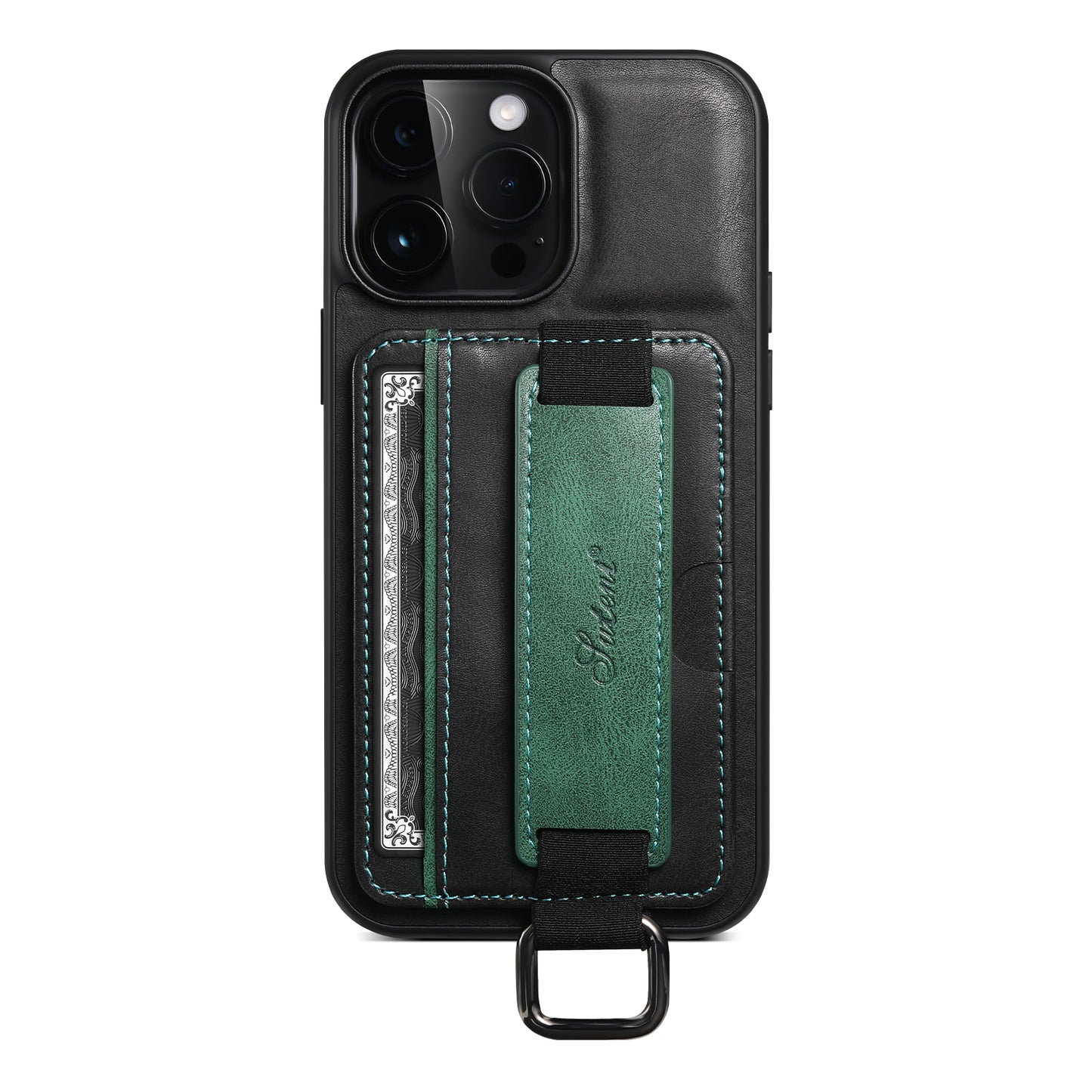 SUTENI H13 For iPhone 13 Pro 6.1 inch Drop Resistant Card Slot Band Loop Holder Kickstand PU Leather Coated TPU Protective Phone Cover