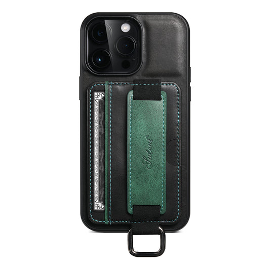 SUTENI H13 For iPhone 13 Pro 6.1 inch Drop Resistant Card Slot Band Loop Holder Kickstand PU Leather Coated TPU Protective Phone Cover