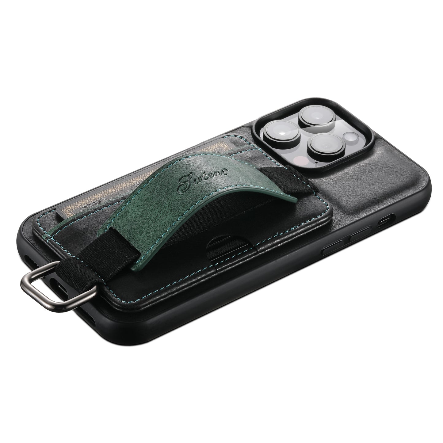 SUTENI H13 For iPhone 13 Pro 6.1 inch Drop Resistant Card Slot Band Loop Holder Kickstand PU Leather Coated TPU Protective Phone Cover