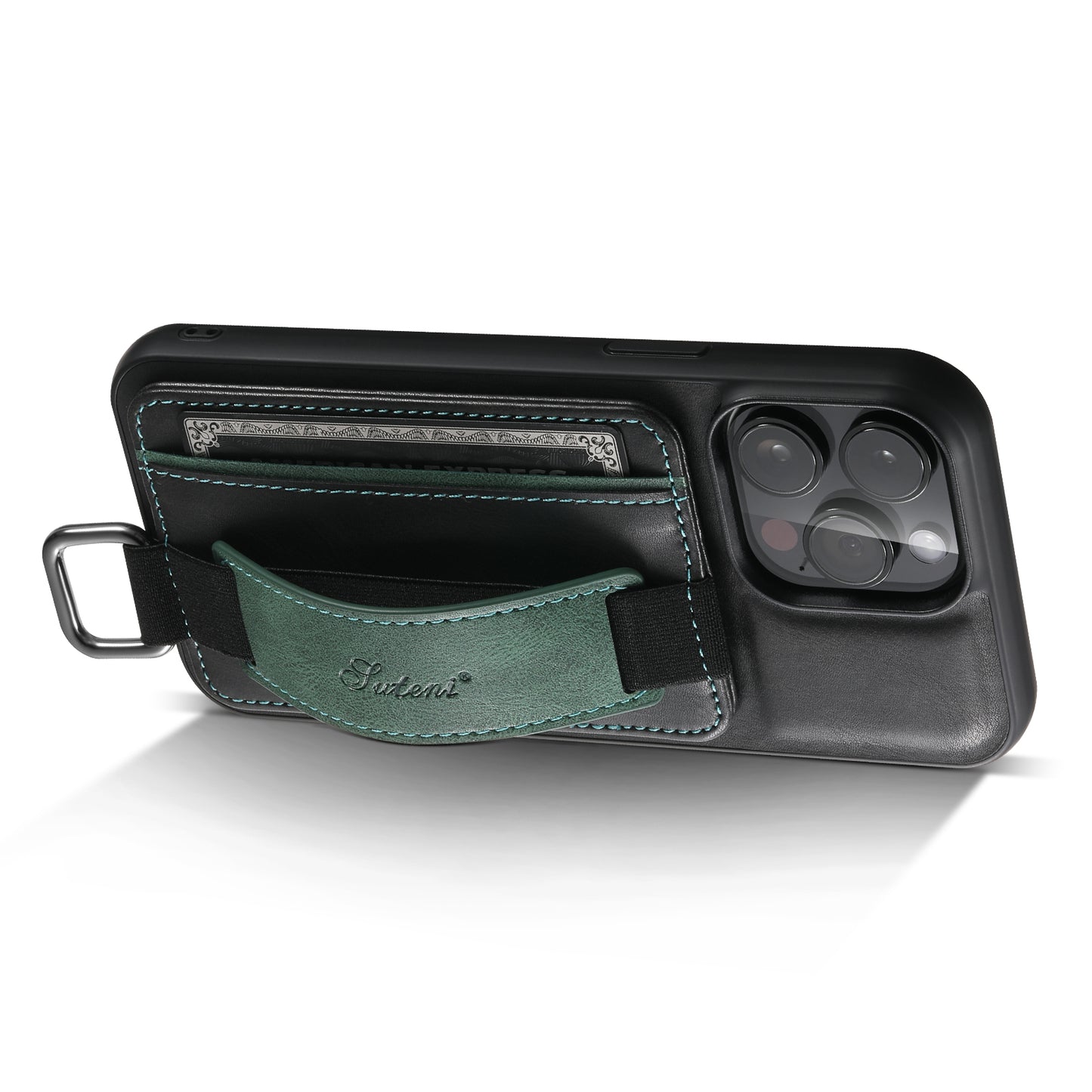SUTENI H13 For iPhone 13 Pro 6.1 inch Drop Resistant Card Slot Band Loop Holder Kickstand PU Leather Coated TPU Protective Phone Cover