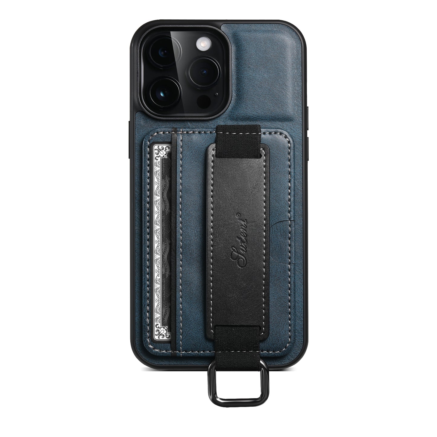SUTENI H13 For iPhone 13 Pro 6.1 inch Drop Resistant Card Slot Band Loop Holder Kickstand PU Leather Coated TPU Protective Phone Cover
