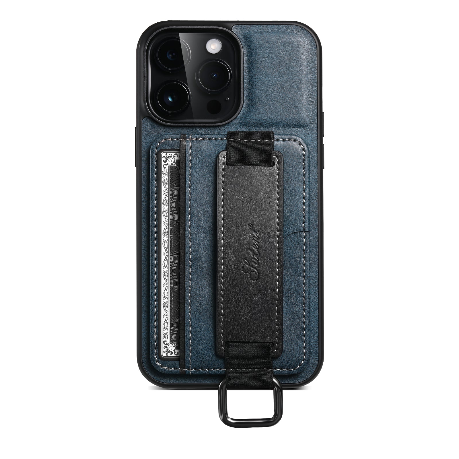 SUTENI H13 For iPhone 13 Pro 6.1 inch Drop Resistant Card Slot Band Loop Holder Kickstand PU Leather Coated TPU Protective Phone Cover