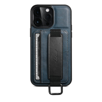 SUTENI H13 For iPhone 13 Pro 6.1 inch Drop Resistant Card Slot Band Loop Holder Kickstand PU Leather Coated TPU Protective Phone Cover