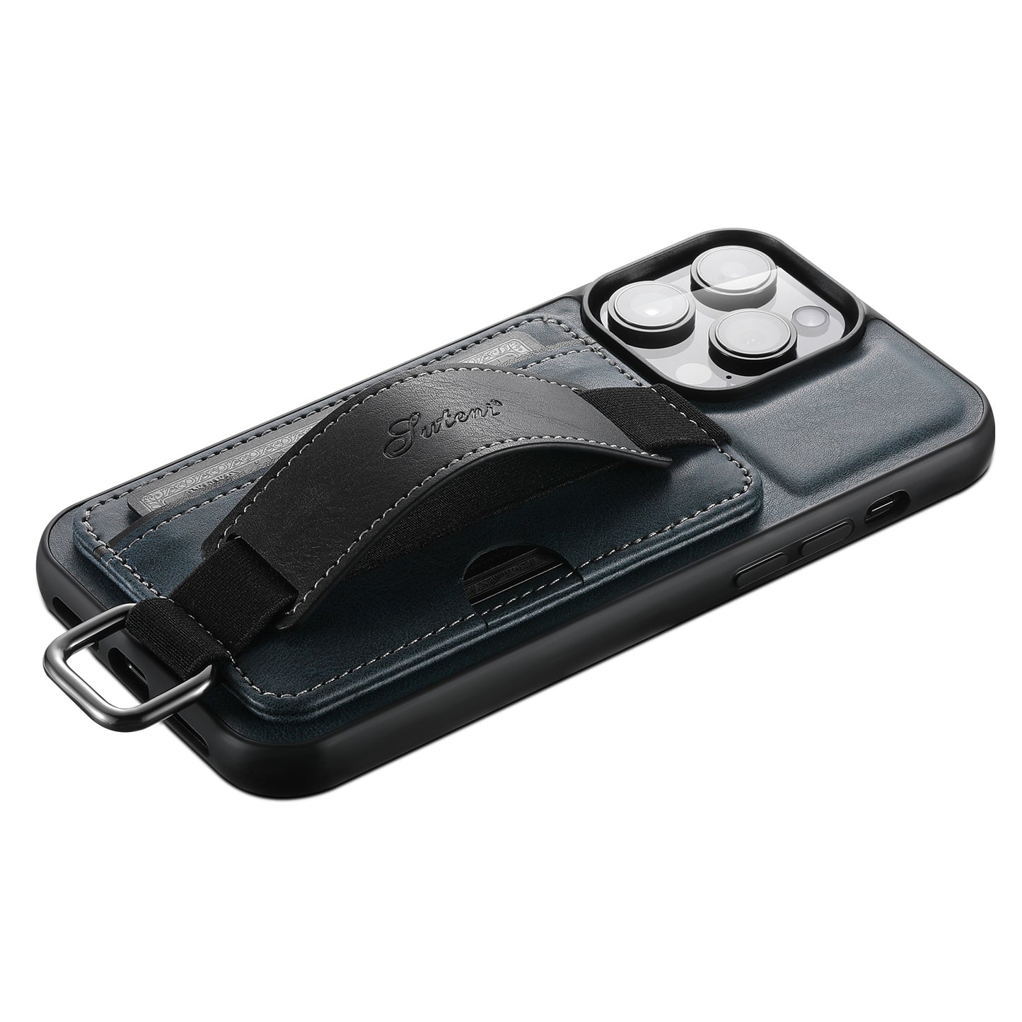 SUTENI H13 For iPhone 13 Pro 6.1 inch Drop Resistant Card Slot Band Loop Holder Kickstand PU Leather Coated TPU Protective Phone Cover