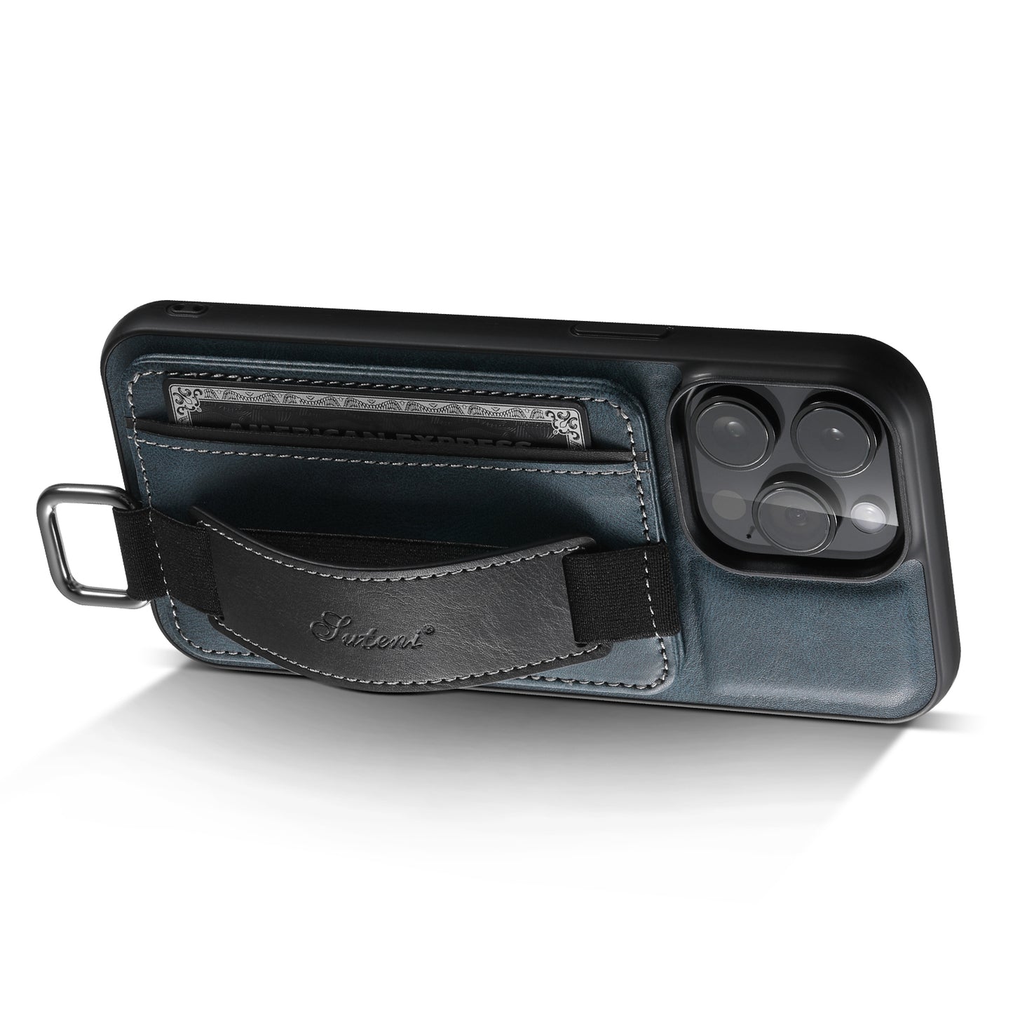 SUTENI H13 For iPhone 13 Pro 6.1 inch Drop Resistant Card Slot Band Loop Holder Kickstand PU Leather Coated TPU Protective Phone Cover