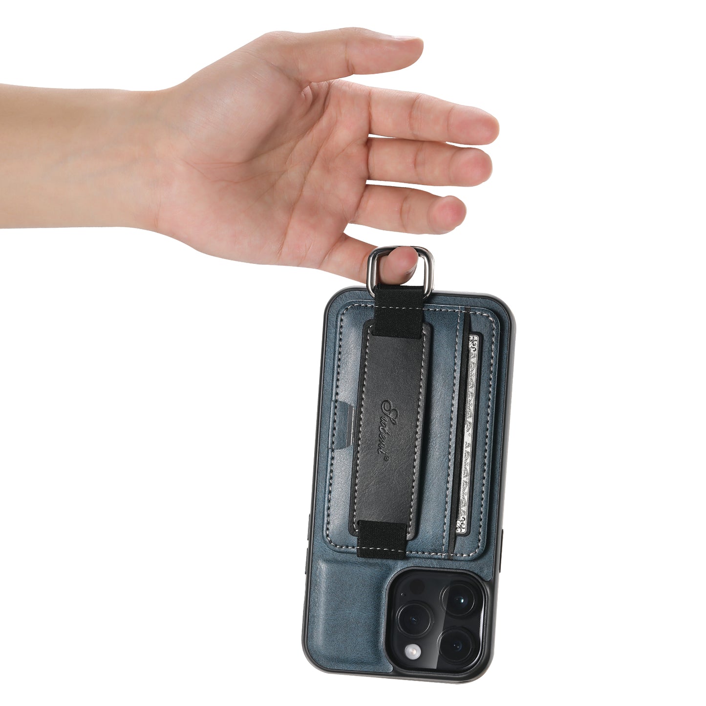 SUTENI H13 For iPhone 13 Pro 6.1 inch Drop Resistant Card Slot Band Loop Holder Kickstand PU Leather Coated TPU Protective Phone Cover