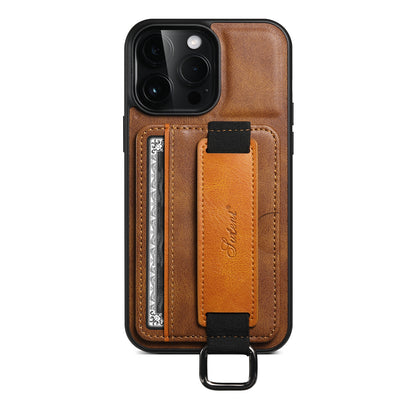 SUTENI H13 For iPhone 13 Pro 6.1 inch Drop Resistant Card Slot Band Loop Holder Kickstand PU Leather Coated TPU Protective Phone Cover