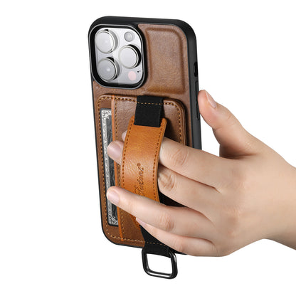 SUTENI H13 For iPhone 13 Pro 6.1 inch Drop Resistant Card Slot Band Loop Holder Kickstand PU Leather Coated TPU Protective Phone Cover