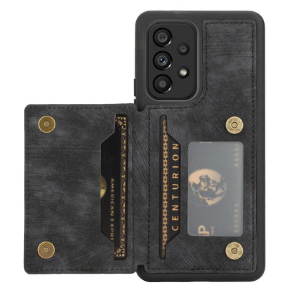 For Samsung Galaxy A13 4G / A13 5G / A04s 4G (164.7 x 76.7 x 9.1 mm) / A04 4G (164.4 x 76.3 x 9.1 mm) / M13 5G PU Leather Coated TPU Phone Case Dual Card Holder Kickstand Magnetic Cover