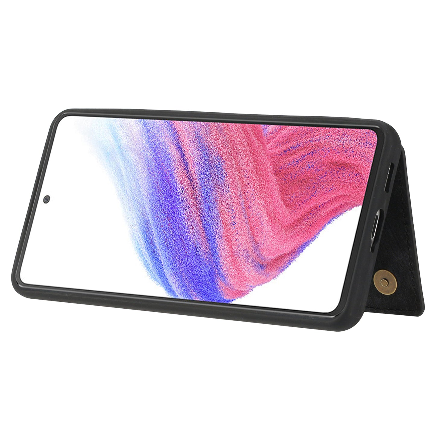 For Samsung Galaxy A13 4G / A13 5G / A04s 4G (164.7 x 76.7 x 9.1 mm) / A04 4G (164.4 x 76.3 x 9.1 mm) / M13 5G PU Leather Coated TPU Phone Case Dual Card Holder Kickstand Magnetic Cover