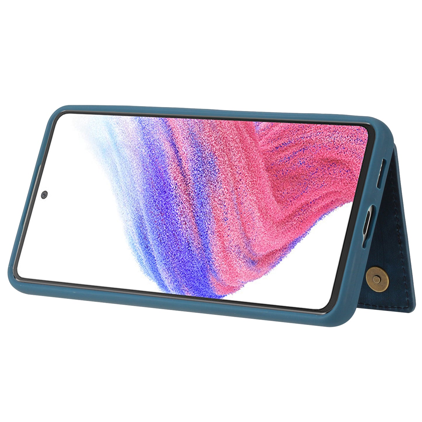 For Samsung Galaxy A13 4G / A13 5G / A04s 4G (164.7 x 76.7 x 9.1 mm) / A04 4G (164.4 x 76.3 x 9.1 mm) / M13 5G PU Leather Coated TPU Phone Case Dual Card Holder Kickstand Magnetic Cover