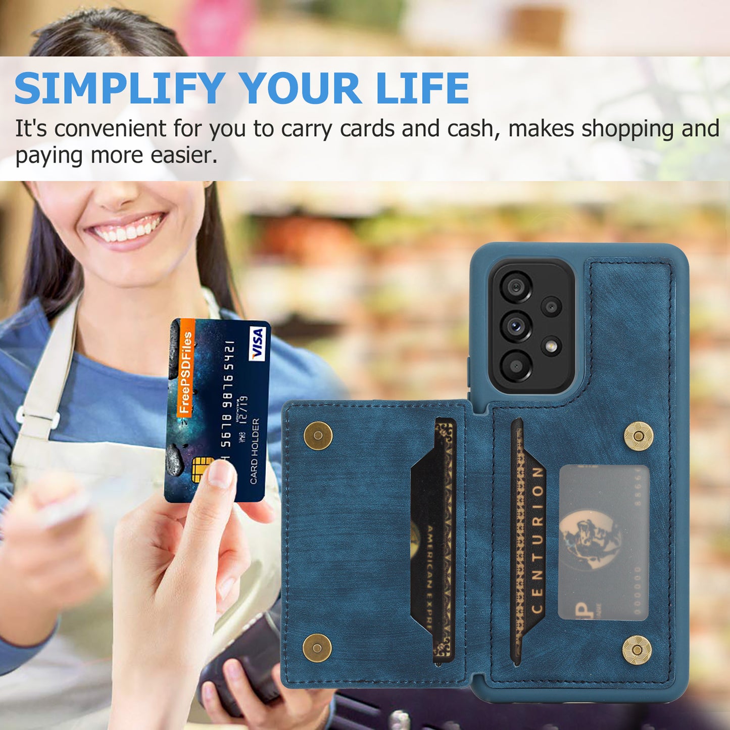 For Samsung Galaxy A13 4G / A13 5G / A04s 4G (164.7 x 76.7 x 9.1 mm) / A04 4G (164.4 x 76.3 x 9.1 mm) / M13 5G PU Leather Coated TPU Phone Case Dual Card Holder Kickstand Magnetic Cover